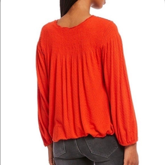 Free People Begonia Top red embroidered flowy boho blouse long sleeve bohemian - Picture 2 of 12